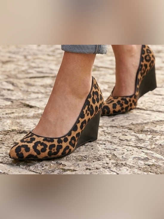 Franco Sarto Shoes - Franco Sarto Leopard Print Wedge Pumps in Tan and Black